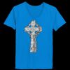 Ladies’  Junior Fine Jersey V-Neck Longer Length T-Shirt Thumbnail