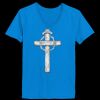 Ladies’  Junior Fine Jersey V-Neck Longer Length T-Shirt Thumbnail